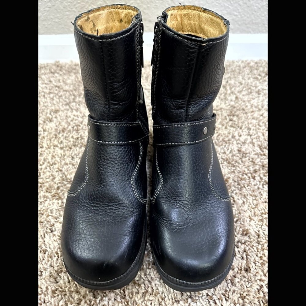Black Milwaukee Motorcycle Boots Leather Round Toe Ankle Vintage Oil Resistant 8 - Picture 7 of 11